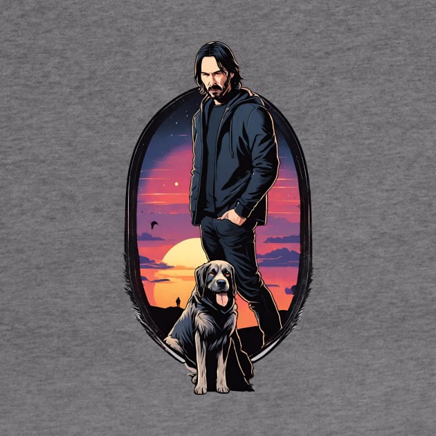 John Wick and His Trusty Dog Sunset Movie by 3dozecreations